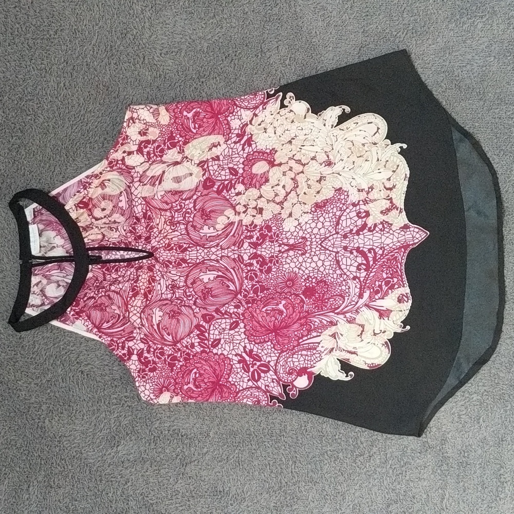 New York & Company Sleeveless High-Low Floral Dressy Top